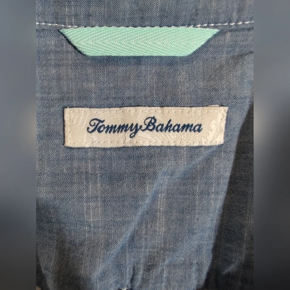 Tommy Bahama Blue Faint Hibiscus & Plaid Check Button Down Shirt Size XXL